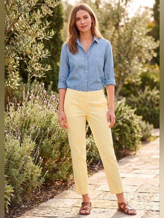 Nautica Pants - Nautica Pale Butter Yellow Cropped Stovepipe Straight Low Rise Pants Size 2